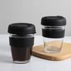 Taza de Café, Taza de Viaje, Taza Portátil de Silicona Aislada Anti-Quemaduras, Taza de Vidrio Portátil para Oficina, Vidrio de Sodio-Calcio