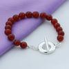 Pulsera de ágata roja plateada de exportación de comercio exterior, la más vendida de Corea, pulsera de suministro al por mayor YH191