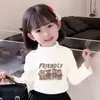 Camisetas de Manga Longa com Gola Alta Meia-Estação Outono/Inverno para Meninas, Camisetas Básicas para Crianças e Bebês, Tops de Veludo Modernos e Fofos