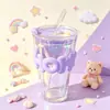 Taza portátil creativa de moda con ventosa de vidrio aislante, gran capacidad, ventosa, linda, resistente a altas temperaturas, taza para bebidas