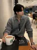Suéter de Punto Trenzado Casual Perezoso de Cuello Solapa Estilo Coreano Nuevo Asclo&Qiao, Suéter Versátil de Punto Trenzado de Botones Individuales de Lujo Ligero