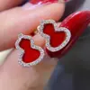 Brincos de Cabacinha de Ano Novo para Mulheres, Prata Pura Ágata Vermelha Brincos Novo Estilo 2026, Joia de Orelha Tendência Estilo Coreano Celebridade da Internet, Feito à Mão