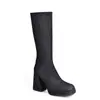 Botas de tacón alto de punta cuadrada para mujer de otoño e invierno con suelas de goma, Botas Martin para mujer, talla grande, cremallera lateral, plataforma impermeable, tacón cuadrado