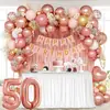 O Conjunto de Balões Mais Vendido da Amazon para 50º Aniversário, Cor Rose Gold, Cortina de Chuva de Folha de Alumínio em Formato de Coração, Decoração de Fundo para Fotos