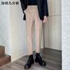Pantalones Pequeños Forrados de Polar Pantalones de Hombre Marca de Moda Pantalones Casuales 2024 Otoño Coreano Pantalones a la Tobillo Hombres Sensación de Caída Ajuste Delgado Pantalones Sueltos