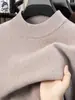 Suéter Grueso de Mezcla de Lana con Cuello Alto Medio para Hombre, Otoño e Invierno, Jersey Holgado, Ropa Interior Térmica de Punto