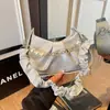 Bolsa Nuvem Design de Nicho Francês 2025 Nova Moda Bolsa de Braço Franzida de Alta Aparência Versátil Bolsa Transversal