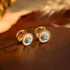 Aretes de Clip Azules Turquesa Incrustados Tendencia en Tiktok, Pendientes de Moda Retro de Lujo Ligero de Alta Gama, Accesorios para Orejas Versátiles de Nicho