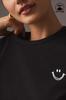 Nuevo Estilo Transfronterizo Europeo y Americano Camiseta Casual de Algodón Puro para Mujer con Estampado de Carita Sonriente Moderna de Manga Corta con Cuello Redondo Top Sencillo