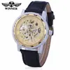 15 Colores Ganador Moda Masculina Estilo Europeo y Americano Números Romanos Hueco Correa de Cuero Retro Reloj Mecánico Manual