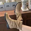 Botas de Moda de Tobillo Medio Plegadas Apiladas Estilo Extranjero Chic de Tendencia Otoño Invierno 2026 Sentido de Diseño de Nicho Retro