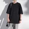 Camiseta de Manga Corta con Cuello en V de Seda de Hielo para Hombre Verano Moda Moda Pesado Pesado Manga Media Holgada Talla Grande Camiseta Casual para Hombre Top