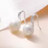 Pendientes de Plata S925 con Zapatos de Tacón Alto Clásicos Moda Europea y Americana Lujo Accesible Circonita Micropavimentada Pendientes con Gancho de Perla de Agua Dulce Natural