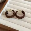 Pendientes Colgantes Redondos de Tela Aguja de Plata, Modernos y Versátiles, Pendientes Retro Simples, Pendientes de Nicho de Gama Alta para Otoño e Invierno para Mujer