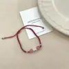 KT Pareja de Gatos Pulsera Exquisita de Cuerda Tejida Estilo Étnico Gatito Lindo Perla Redonda Moda Tendencia Diseño de Nicho