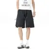 Shorts de trabajo de secado rápido estilo americano con cordón para hombre, shorts deportivos finos holgados rectos de verano, pantalones casuales de longitud media para hombre