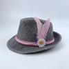 Sombrero de Jazz Verde Oktoberfest Alemán Fieltro No Tejido Gris Elegante Sombrero de Fiesta de Jazz con Pluma Sombrero para Actuación