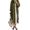 Oito Cor Spot coreano chique estilo preguiçoso simples básico confortável longo over-the-knee camisa Trench Coat Shirt