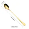1010 Cuchara de Acero Inoxidable de Mango Largo para Arrocera, Cuchara Mezcladora para Cócteles, Cuchara para Café y Helado, Cuchara para Helado con Punta Redonda Puntiaguda