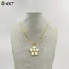 Wt-Jn326 Suéter Personalizado y Generoso para Mujer Collar con Colgante de Flor Incrustada de Perla de Concha Blanca Chapado en Oro de 18 Quilates
