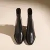 Botas de salto alto estilo francês para mulheres, nova coleção outono/inverno 2026, coturnos com salto grosso, botas elásticas super populares na cor marrom para afinar a silhueta, perfeitas para mulheres baixinhas