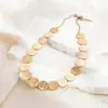 Colar Europeu e Americano Transfronteiriço Vintage de Disco Escovado, Estilo Exagerado, Corrente de Clavícula Versátil, Colar Minimalista da Moda e Único para Mulheres