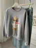 Sudadera Gruesa Estilo Coreano Cuello Redondo para Mujer 2025 Nueva Popular Petite Otoño e Invierno Forro Polar Engrosado Holgada Americana