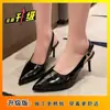 Sandálias de salto alto peep-toe nude femininas 2026 novo estilo bico fino salto agulha tira única plataforma à prova d'água sapatos de salto único