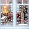 Decoraciones Blancas de Navidad Pegatinas Electrostáticas para Puertas de Vidrio Ventanas Casa Edificio Luces de Árbol Bolas Arreglo de Ambiente