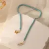Colar de Pérolas de Água Doce Turquesa Beads Estilo Retro Europeu e Americano Feminino Versátil Moda Clássica Simples Corrente para Clavícula
