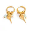Pendientes Transfronterizos de Acero Inoxidable Nuevo Estilo, Personalizados y de Moda Estilo Océano Coral Caracola Estrella de Mar Chapados en Oro de 18K Impermeables
