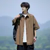 Nasa sobre Camisa de Seda de Gelo de Manga Curta Masculina Verão Fina 2026 Nova Solta Casual Jaqueta de Trabalho