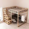 Bunk superior ático ahorra doble capa pequeño apartamento tipo apartamento pequeño funcional dos capas dúplex cama cama arte hierro cama alto marco hierro espacio alto bajo