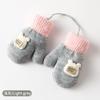 Luvas de tricô infantis de inverno com dedos para inverno meninos e meninas bebê quentes forradas com fleece espessadas luvas de saco de lã para bebê com dedos