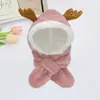 Conjunto de 3 Peças Urso Chapéu e Cachecol Pai-Filho Tudo-em-Um Crianças Bebê Pelúcia Grossa Fofa Cachecol e Luvas
