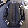 Recomendación popular: Fábrica de suéteres de punto jacquard a rayas personalizados de marca de moda, prendas de punto para hombre