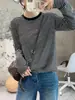 La primavera no está tardía. Camiseta de otoño para mujer de manga larga con rayas de algodón y colores contrastantes, hipoalergénica, transpirable, top de cuello redondo