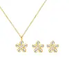Conjunto de Collar y Pendientes de Flor Chapados en Oro de 16 Quilates Combinación Transfronteriza Producto Nuevo Original Ajustable Moda Clásico Simple