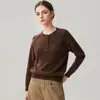 Suéter de cachemira con hilo floral para otoño e invierno para mujer, cuello redondo semiabierto, tejido grueso, mangas raglán, suave y cómodo, capa base moderna