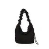 Chegada nova bolsa de trabalho primavera e verão textura waffle Feminina grande capacidade bolsa de ombro cor sólida bolsa plissada feminina
