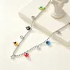 Cadena para la clavícula de joyería transfronteriza con diseño creativo de círculo hueco y cruz, collar de cuentas de ojo de color mixto, cadena de cuentas de acero inoxidable