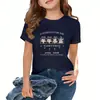 Comercio Exterior al por Mayor Transfronterizo Ropa Popular de Verano Camisetas para Niñas Mayores, Camisetas de Algodón Puro de Moda para Niñas de Manga Corta con Cuello Redondo
