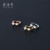 Nalan Plata S925 para Mujer Estilo Coreano Simple y Único Pequeños Pendientes de Argolla de Estrella Lisa con Diamante Solitario G9045