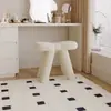 Taburete de Tocador con Lazo, Taburete de Lana de Cordero, Reposapiés para Cambiar Zapatos, Taburete Bajo de Sofá, Taburete de Maquillaje, Cojín para Tocador, Diseño Sencillo