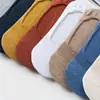 Meias Invisíveis Femininas de Algodão Cor Sólida para Primavera e Verão, Meias Femininas Respiráveis de Silicone Antiderrapantes de Corte Baixo, Estilo Fino Confortável e Versátil