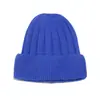 Gorros de Lana al por Mayor para Mujer Otoño e Invierno Transfronterizos Color Sólido Gorros Cálidos para Exteriores Gorros de Punto Rayados para Hombre y Mujer Transfronterizos