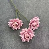Rosa Diamante Gradiente Rosa Flor Artificial Casamento Casamento Sala de Estar Decoração Flor Artificial Rosa em Relevo de 3 Cabeças Única