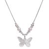 Nuevo collar de mariposa de perlas plata rota para niñas lujo ligero nicho cuentas de transferencia plata S925 cadena clavícula joyería al por mayor