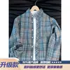 Camisa de cuadros para hombre, chaqueta a cuadros CL, holgada y casual, de manga larga, estilo americano vintage, con cuello, corte relajado
