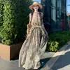 Vestido de Plumas Teñido Natural, Vestido Largo de Hada Estilo Festivo, Talla Única, Tejido de Punto, Corte Ajustado, Teñido Anudado de Fábrica Original